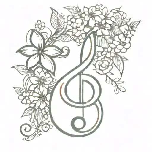 Puerto Rican Symbol With Flowers Around It And Musical Theme