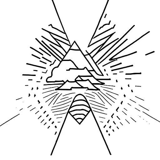 A Mountain Range Drawn In Line Followed By A Heart And The Initials Jm