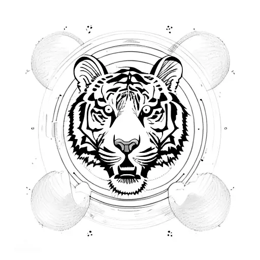 A Tiger With A Sunset Background