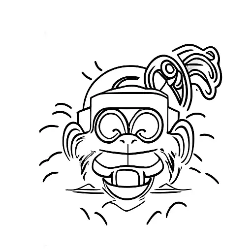 Blind Monkey Wearing Sunglasses And Using A Walking Cane