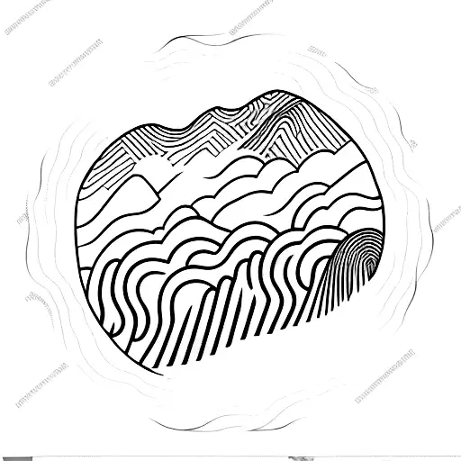 Sound Wave The Is Reflected Horizontally In The Image Of A Forest Mountain Lake