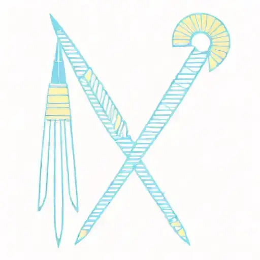 A Pair Of Egyptian Spears Blue And Yellow