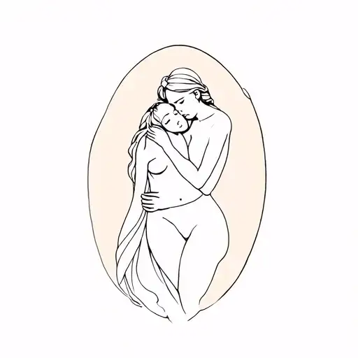 Aphrodite Hugging Herself Head To Thighs Minimalistic I'm A Female