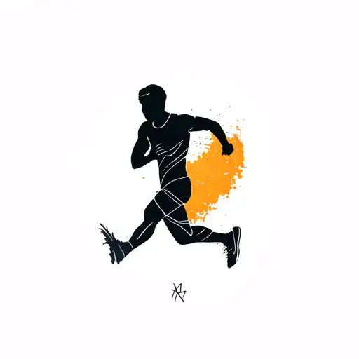 Runner Silhouette With A Fading Shadow Male Tattoo With Fading Shadow
