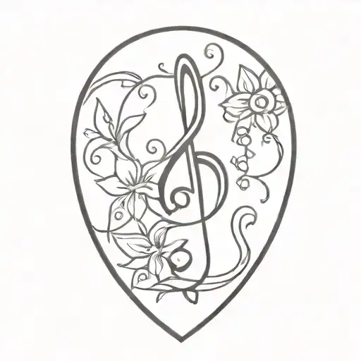 Puerto Rican Symbol With Flowers Around It And Musical Theme
