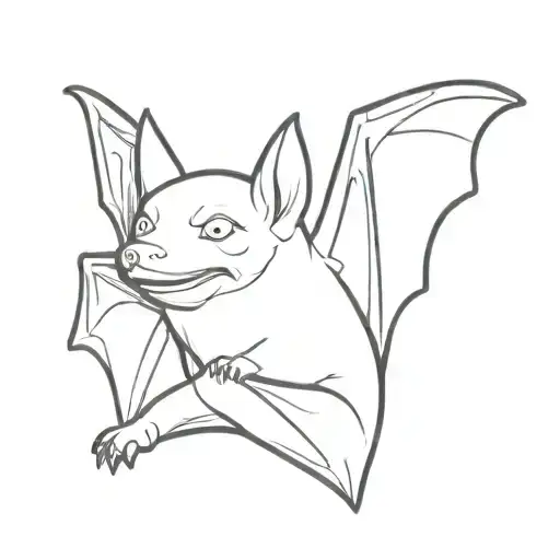 Cute Bat Laying Down With Head Looking Up