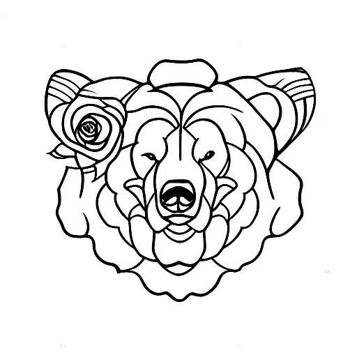 Half Bear Face Half Roses
