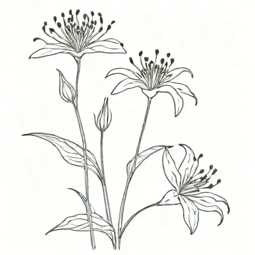 Red Spider Lily With The Stem Connected To A Needle And Sewing The Skin