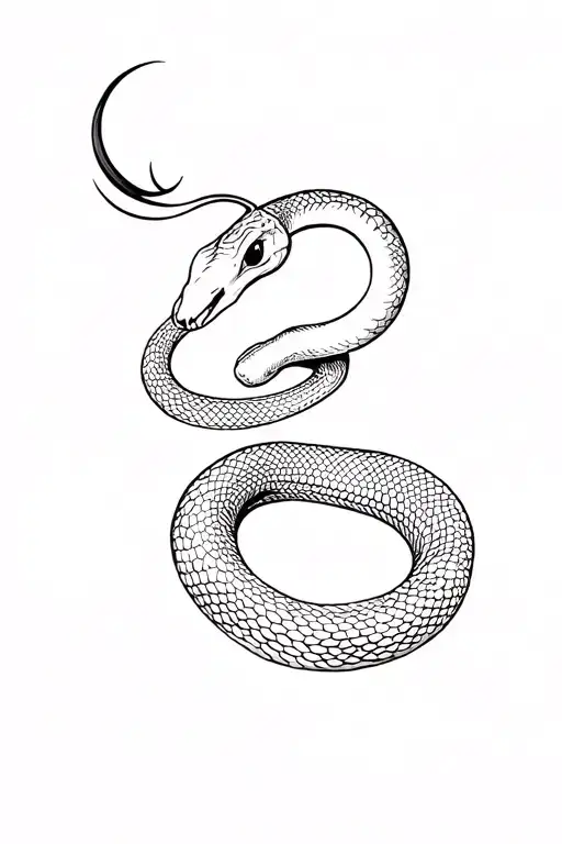Top Dowm View Of A Snake With Curved Horns On Its Head