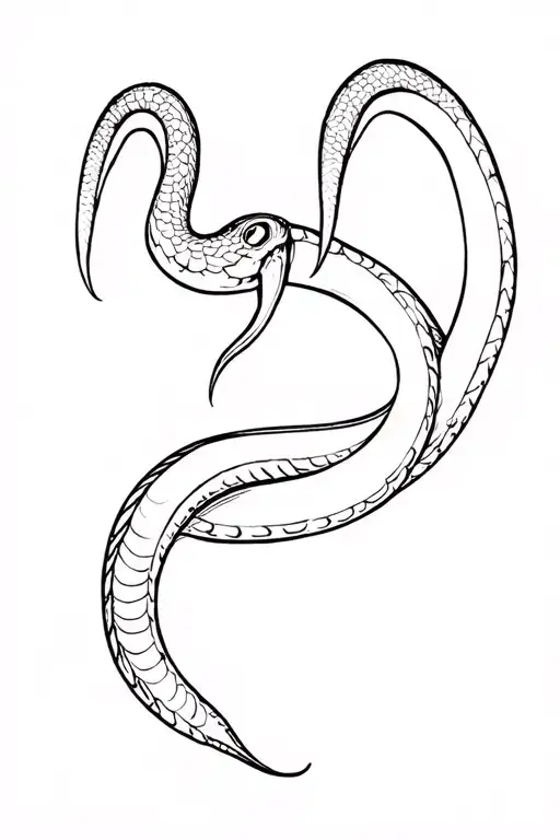 Top Dowm View Of A Snake With Curved Horns On Its Head