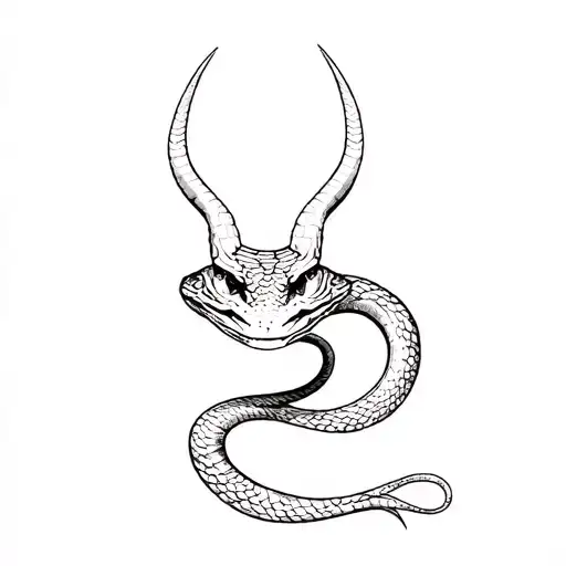 Snake Head With Curved Horns