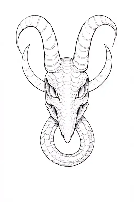 Top Down View Of Snake Head With Curved Horns