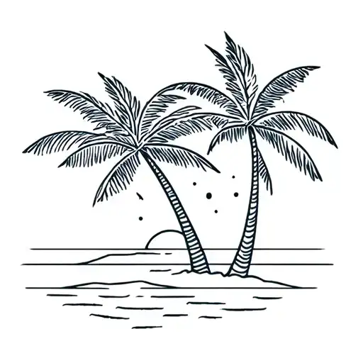 Palm Tree And Sunset Sky