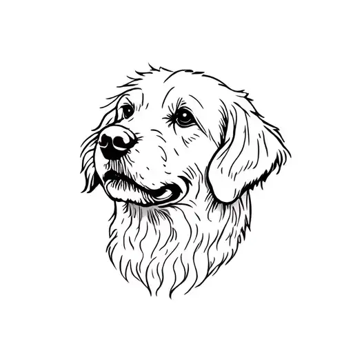 Labradoodle Head Single Line Drawing