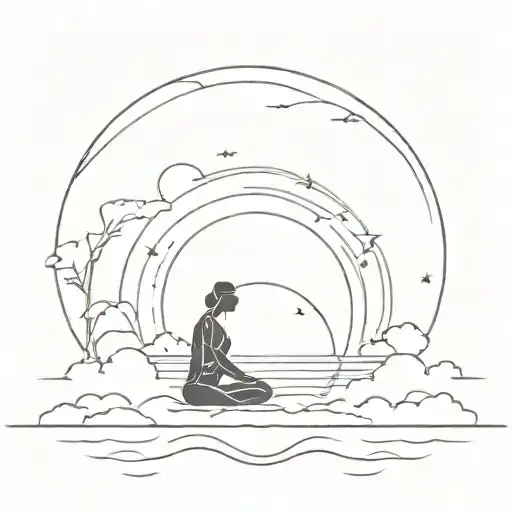 Yoga Beach Scene Sunset Sky