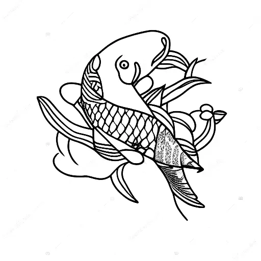 Swallow Bird And A Koi Fish