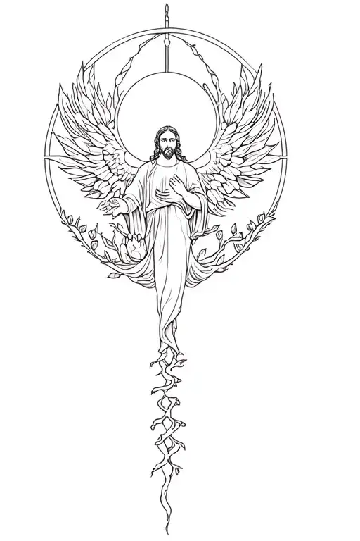 Saint Michael With A Lotus And The Tree Of Life