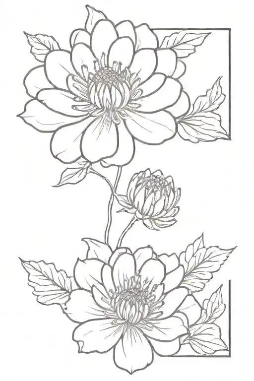 Chrysanthemum And Violet Birth Flowers Intertwined