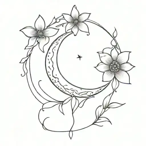 Moon And Flower Surrounded
