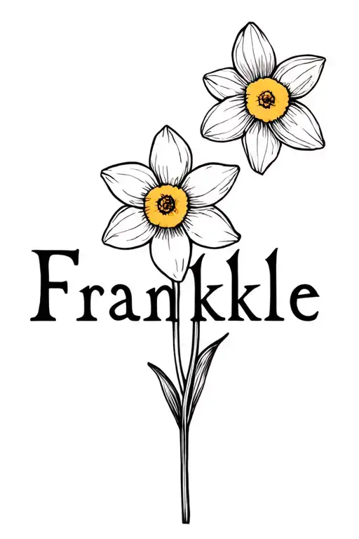 The Word Frankle With Daffodil Flower Fine Lined