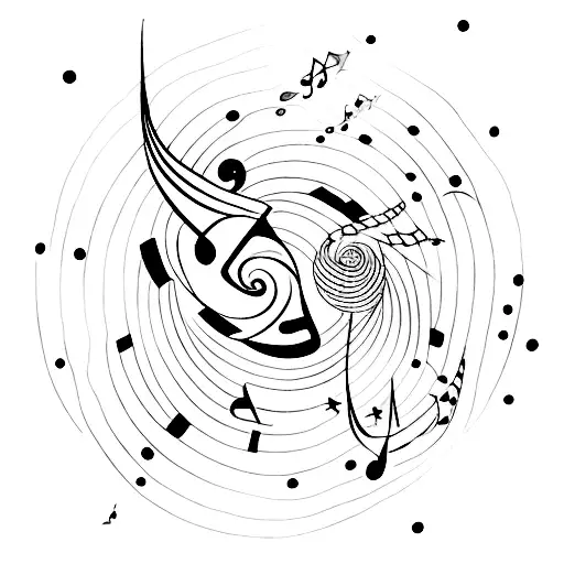 A Mesmerizing Galaxy Filled With Dancing Figures And Musical Notes