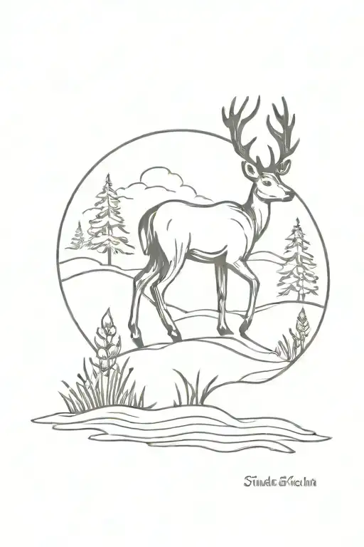 Deer And Stream Flowing