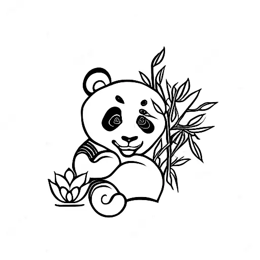 Panda With Lotus In Hand