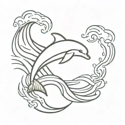 Wave With A Dolphin Leaping