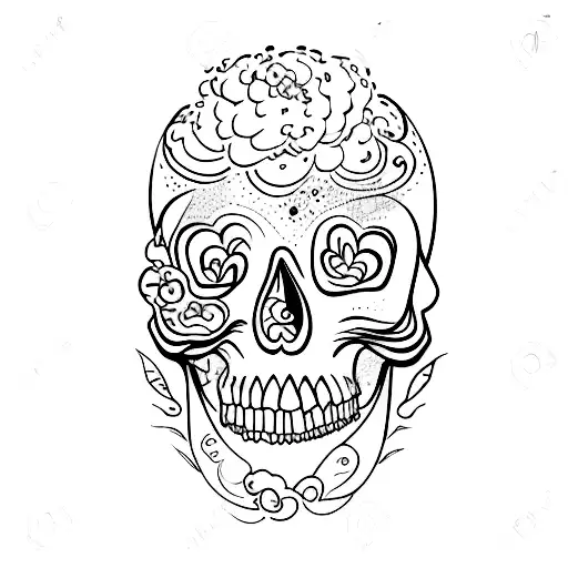 A Minimalist Tattoo Of A Skull With A Galaxy Inside