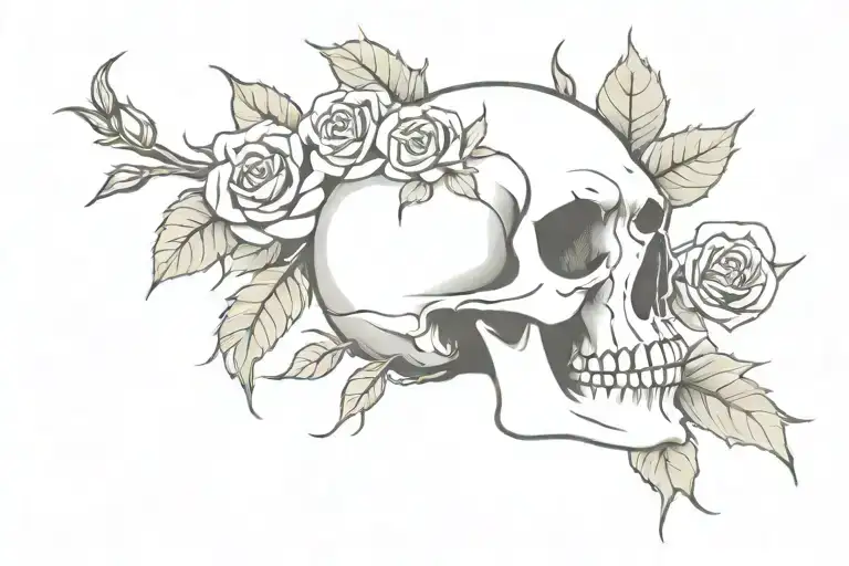 Skull And Roses With Thorns