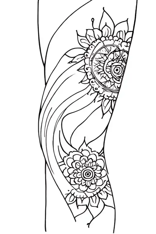 Mandala Like Line Art For Knee