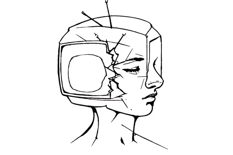 Head In Broken Tv