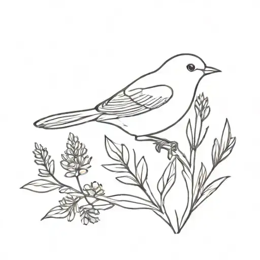 Bird Holding Lavender Sprig
