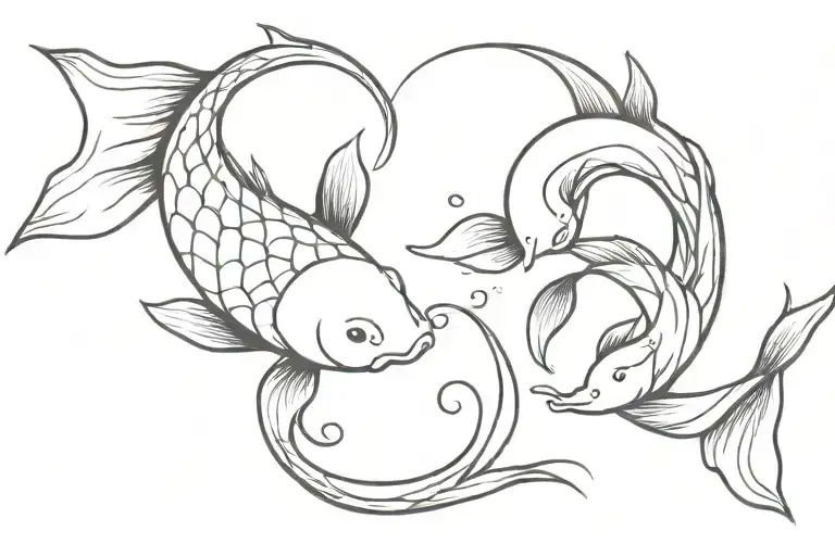 Back Koi Fish Yin Yang