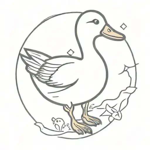 Duck Doodle Simple Tattoo Think Outside The Box Fine Line