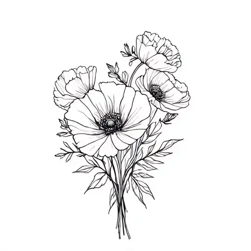 A Mini Flower Bouquet With Carnation Poppy Honeysuckle Flowers