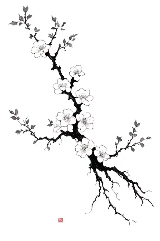 Chinese Blossoms Tree Wrapping Around The Arm Sleeve