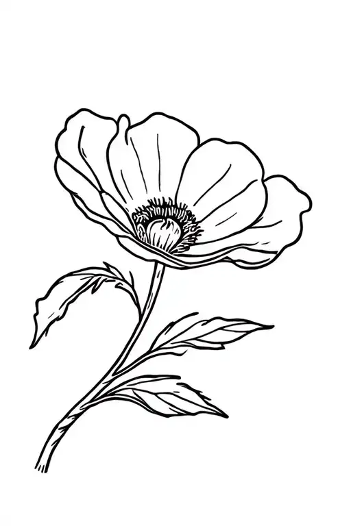 Cherokee Rose On A Stem Outline