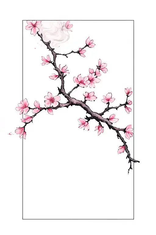 Cherry Blossom Branch And Smoke