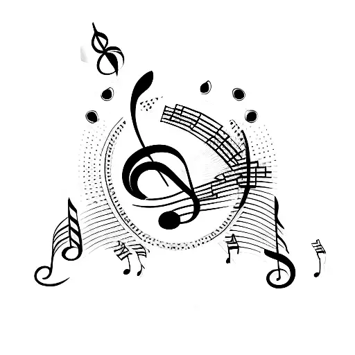 A Minimalist Tattoo Of A Music Note Blended With The Silhouette Of A Cat