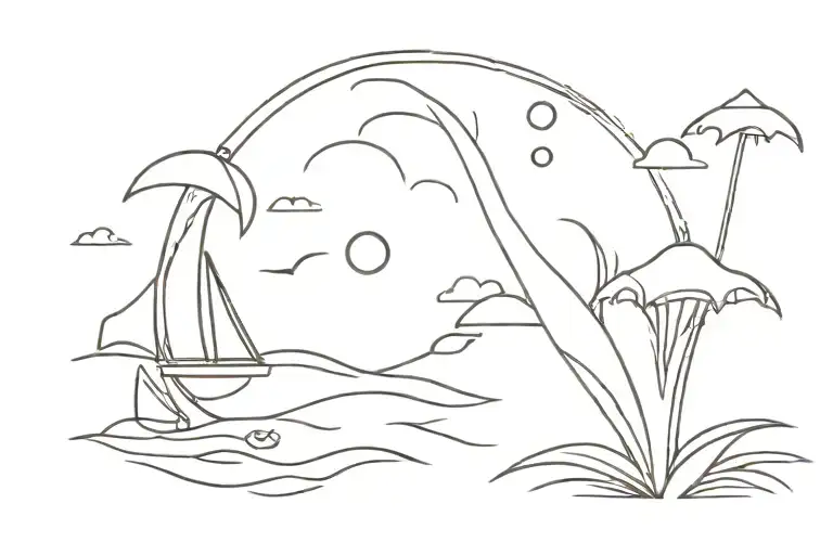 Beach Tattoo Design Combining Elements