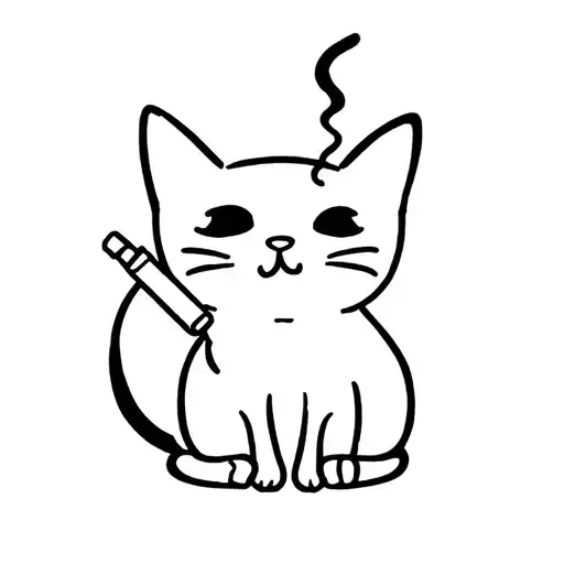 Cute Cat Smoking A Cigarette