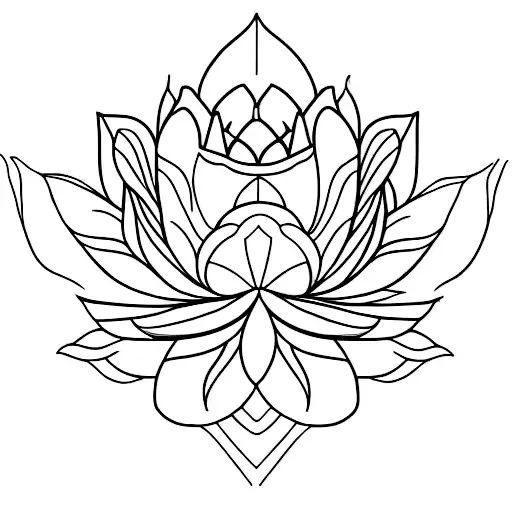 A Minimalist Tattoo Of A Lotus Flower With Kickboxing Gloves As Its Petals