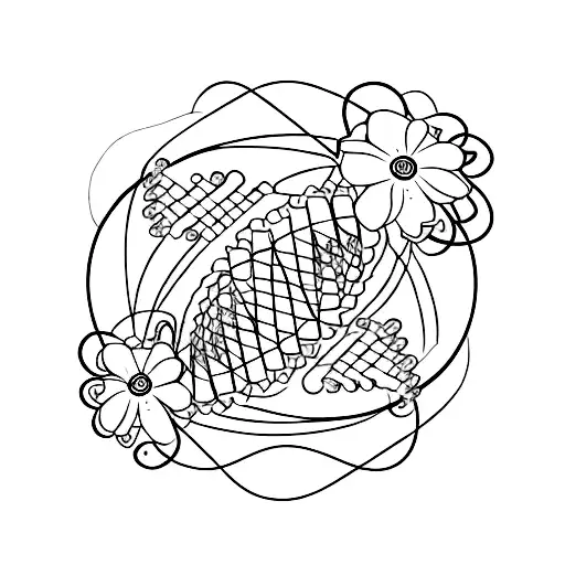 Simple Line Art Of Dna With Flowers