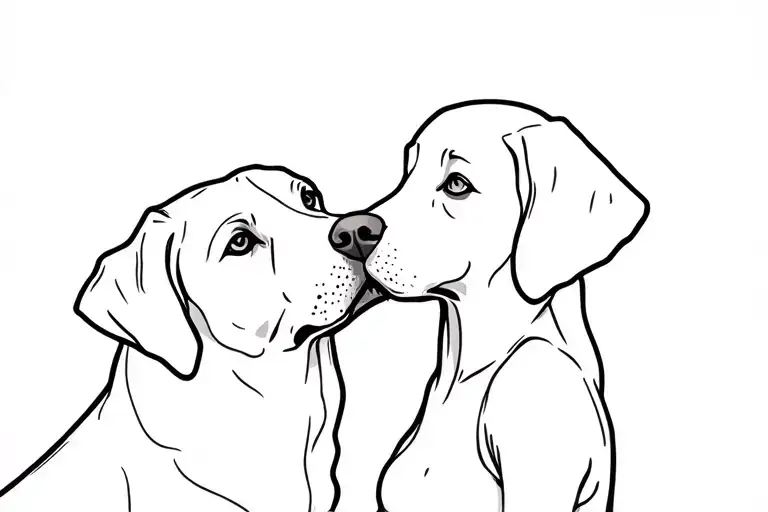 Girl Kissing The Head Of Her Labrador Dog