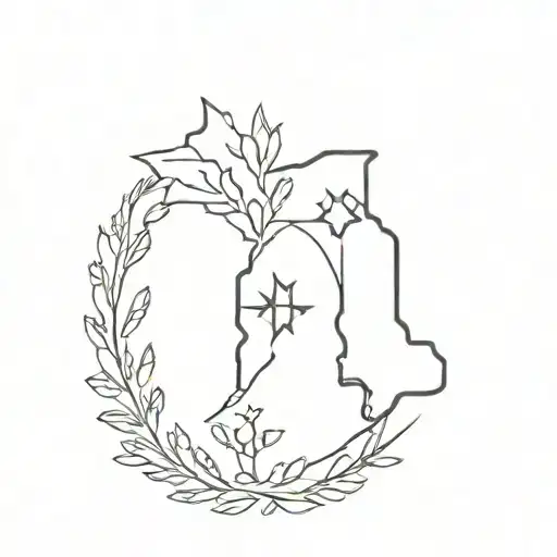 Michigan Mitten And Nm Zia Symbol Intertwined