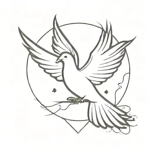 Small V Shape Design With Dove Carrying