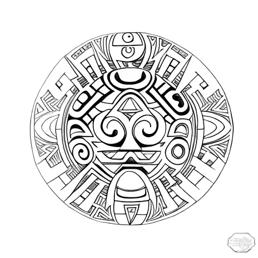 Maori Sunset With A Man's Portrait In The Centre Of The Sun