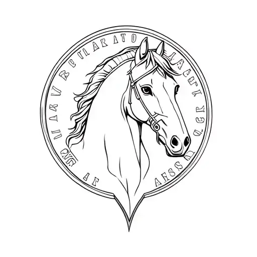 Head Of A Horse Inside A Coin Minimalist