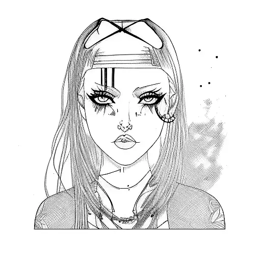 A Goth Girl With Black Hair